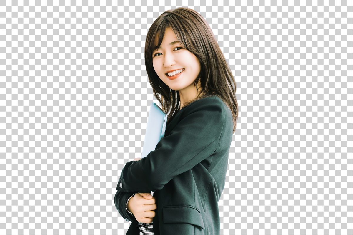 ノートパソコンを持つ女性背景